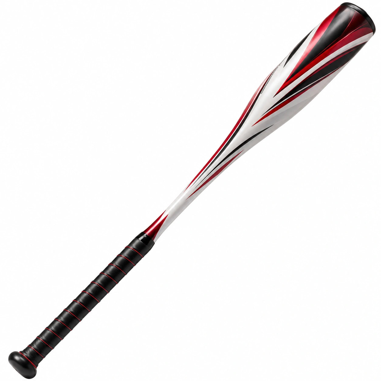 Bate de béisbol resistente color rojo, blanco y negro