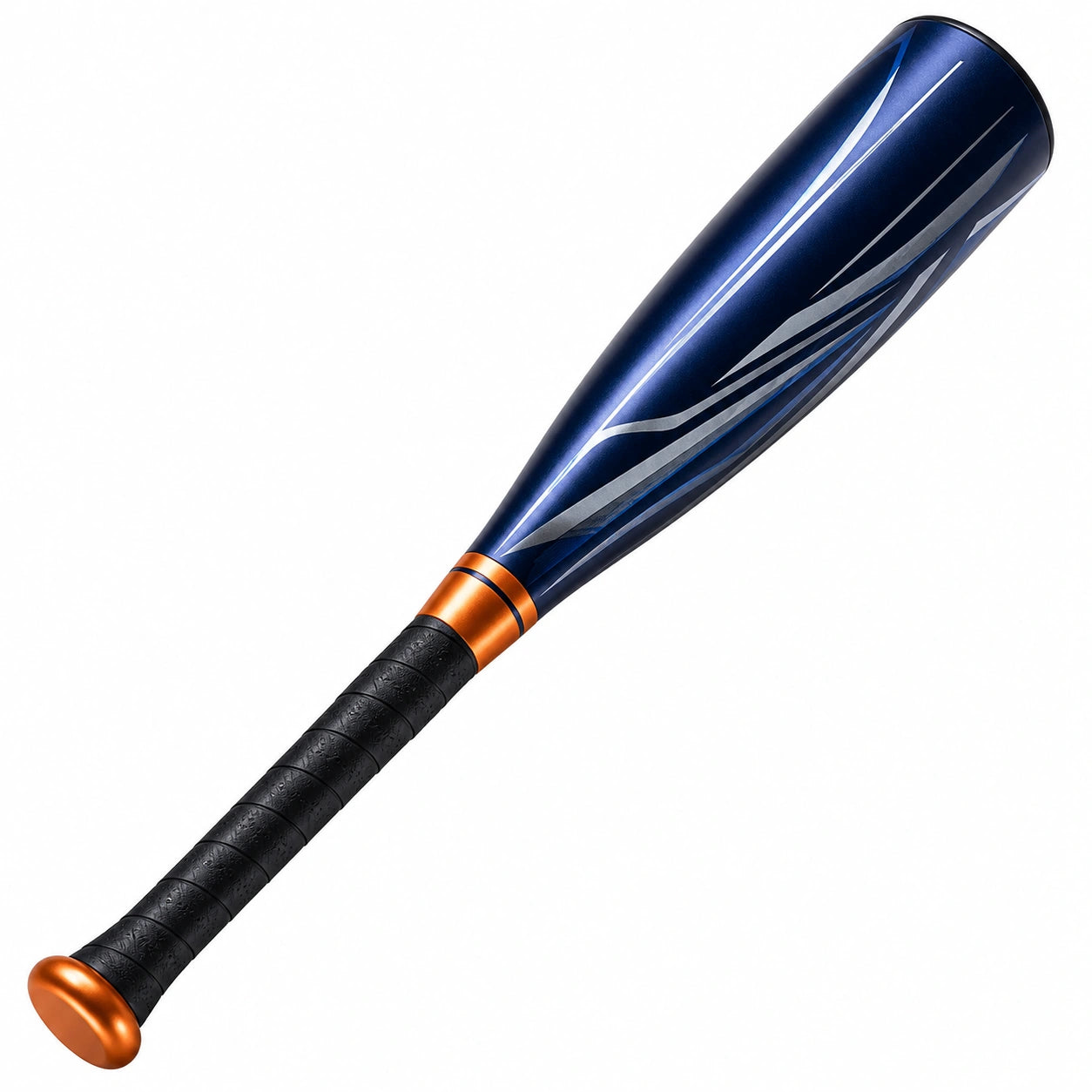 Bate de béisbol de aluminio azul y naranja