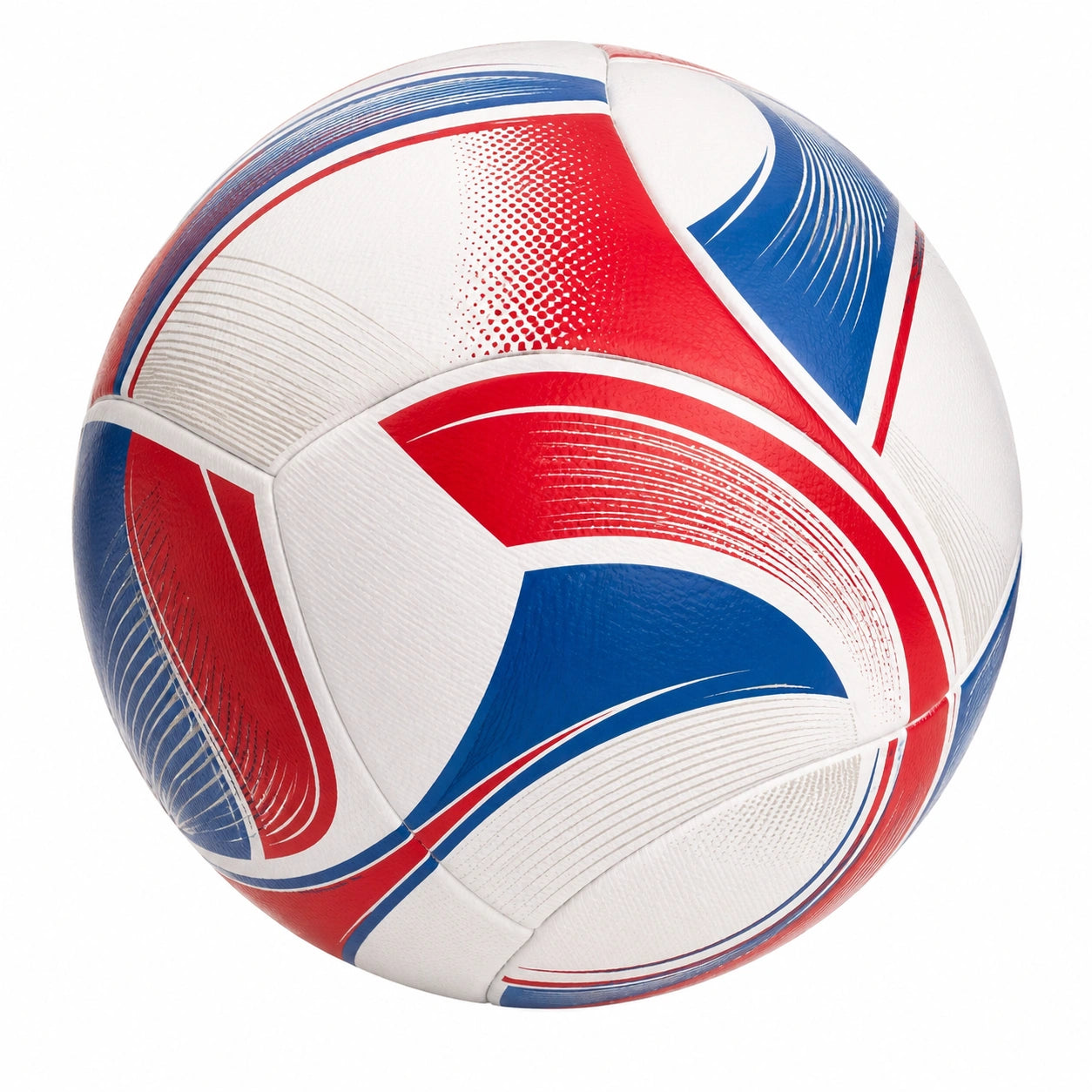 Balón de fútbol profesional rojo/blanco/azul con diseño geométrico