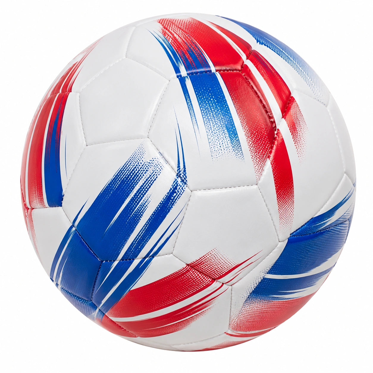 Balón de fútbol blanco, rojo y azul para entrenamientos y partidos