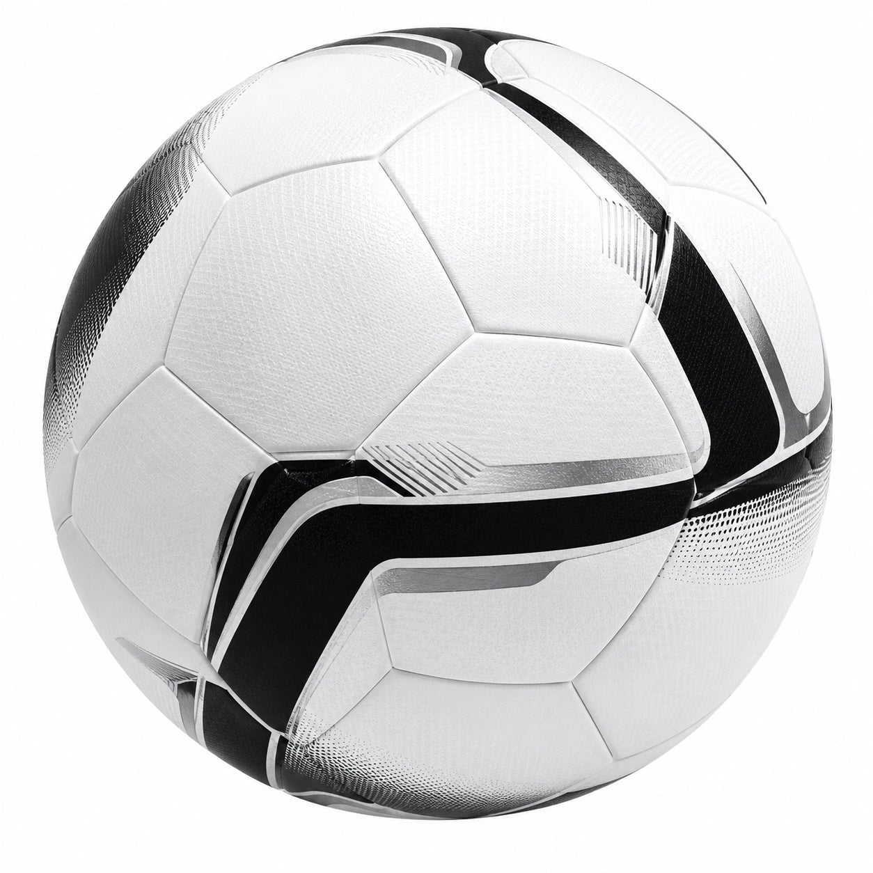 Balón de Fútbol Blanco y Negro Aerodinámico con Paneles Cosidos