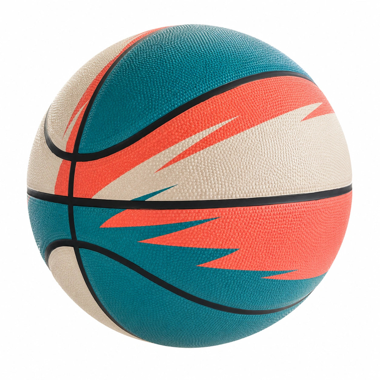 Balón de Baloncesto con Diseño Colorido Naranja, Beige y Azul