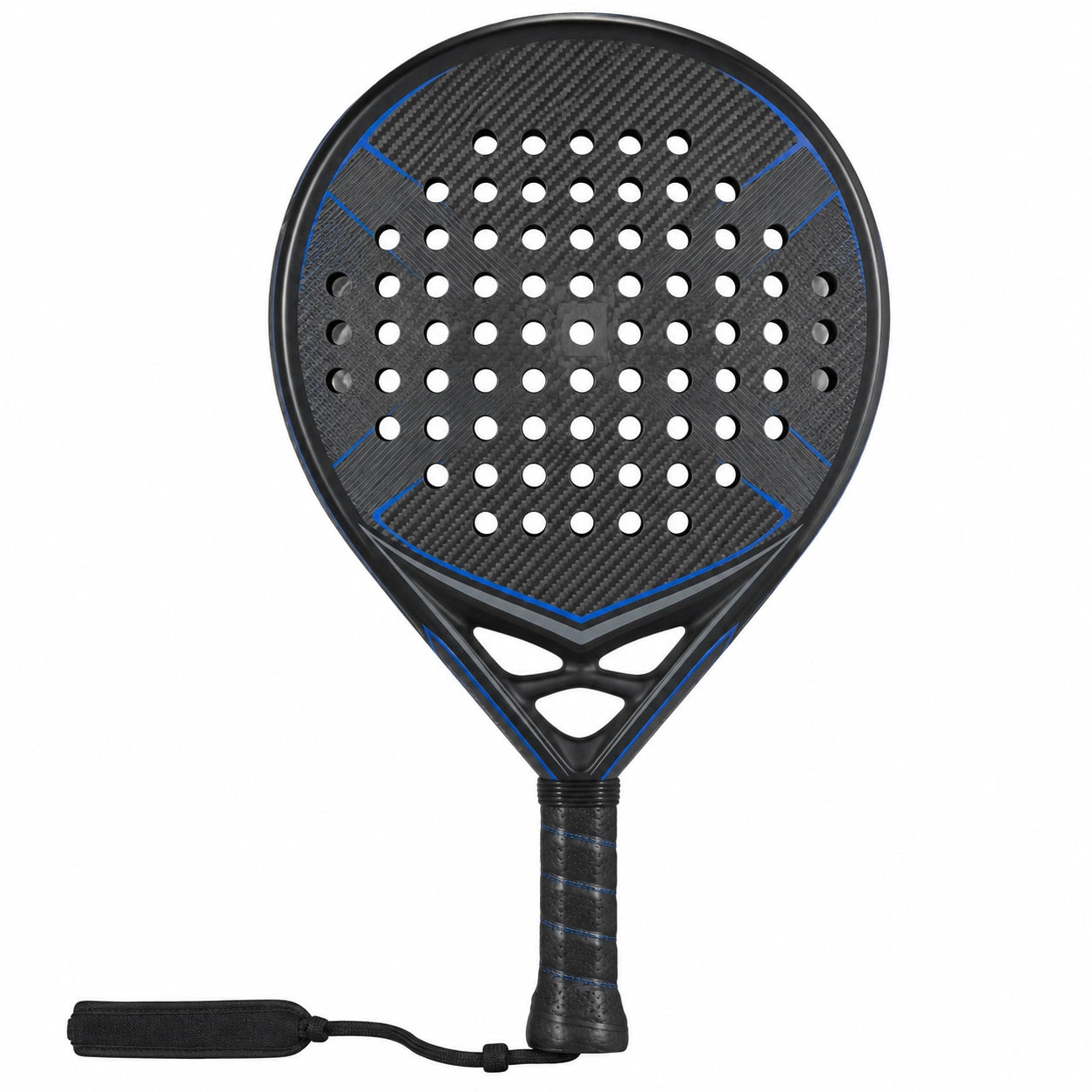 Pala de Pádel Negra y Azul con Marco de Carbono