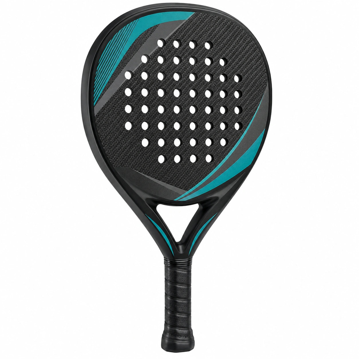 Pala de pádel perforada negra y azul
