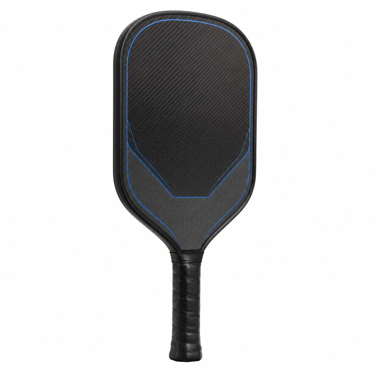 Pala de Pickleball Negra y Azul con Mango Ergonómico